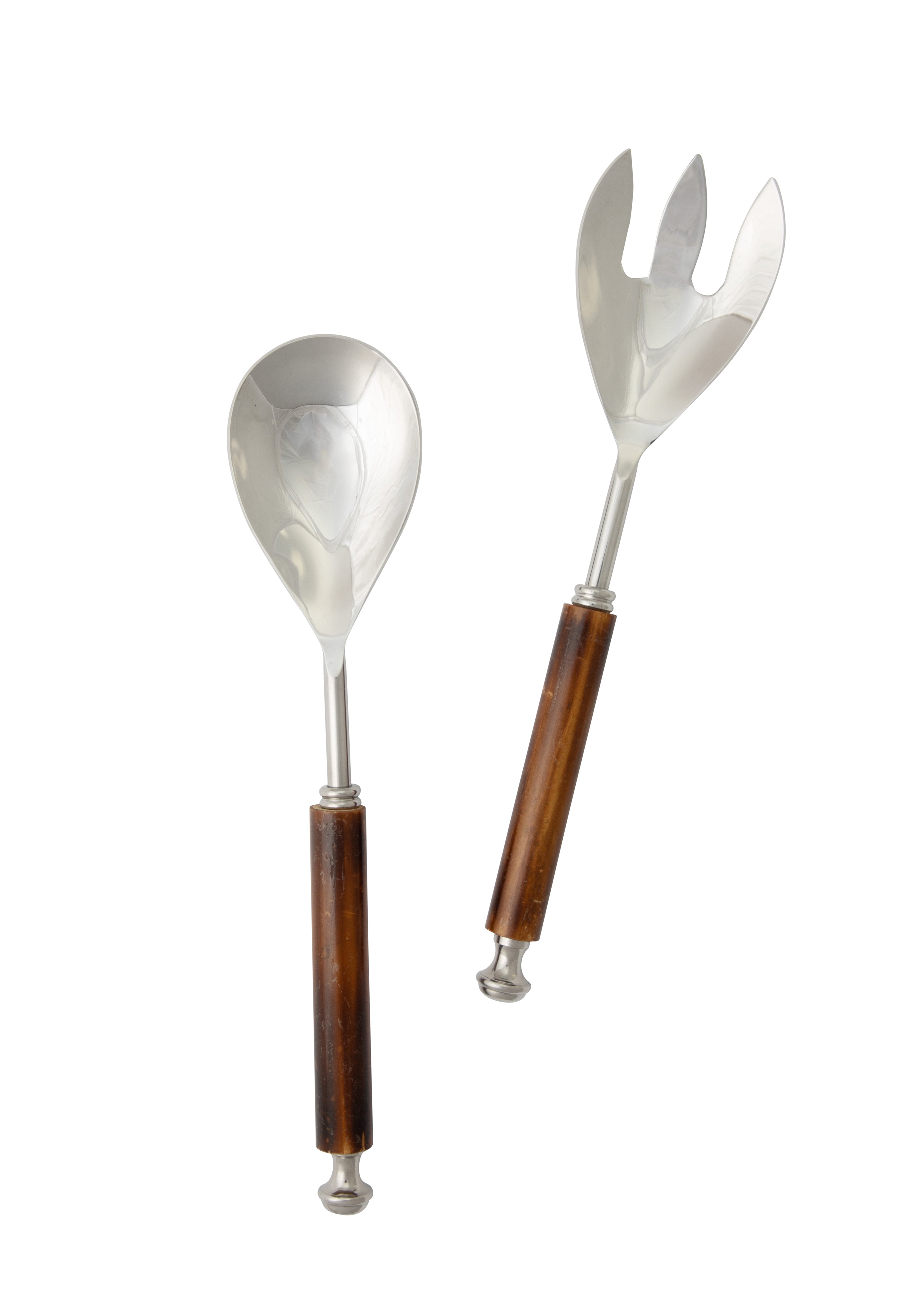 Goa Silver & Bamboo Salad Servers