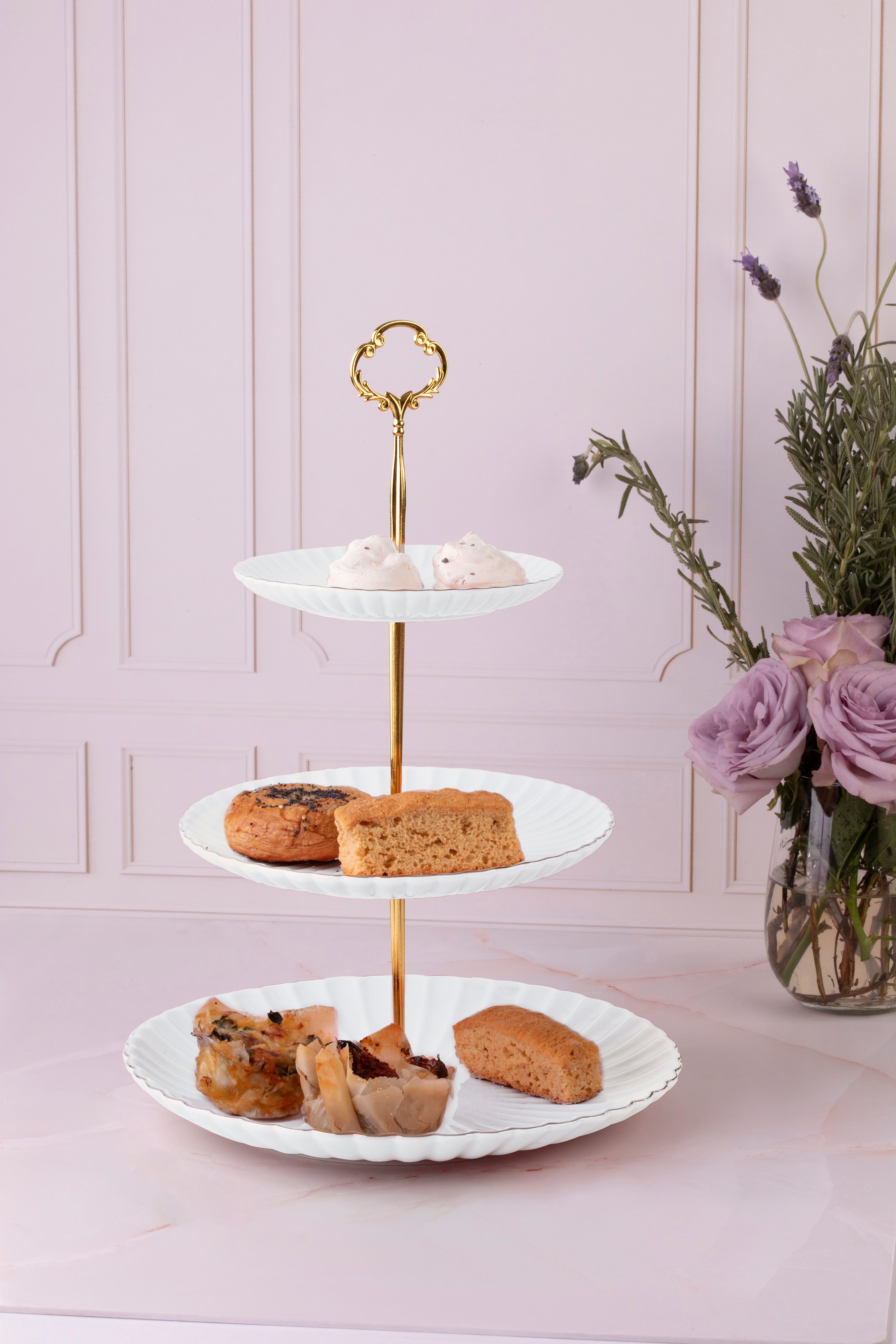 3 Tier Cake Stand White Tasteful Living